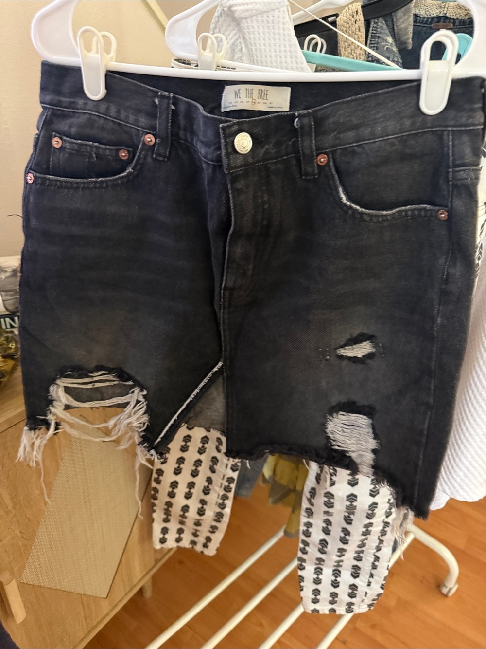 We The Free Women’s Black Distressed Jean Skirt